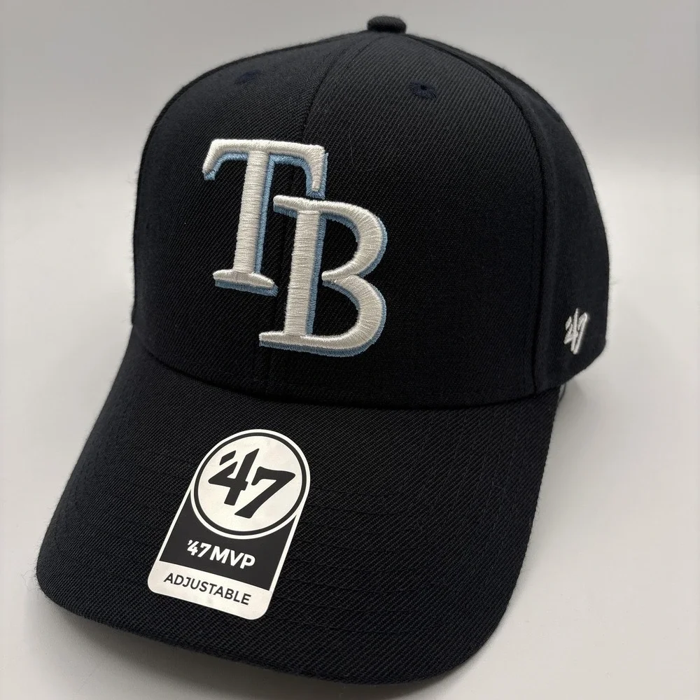 Tampa Bay Rays 47 Brand Hat MVP One Size Adjustable Cap Black MLB Baseball NEW